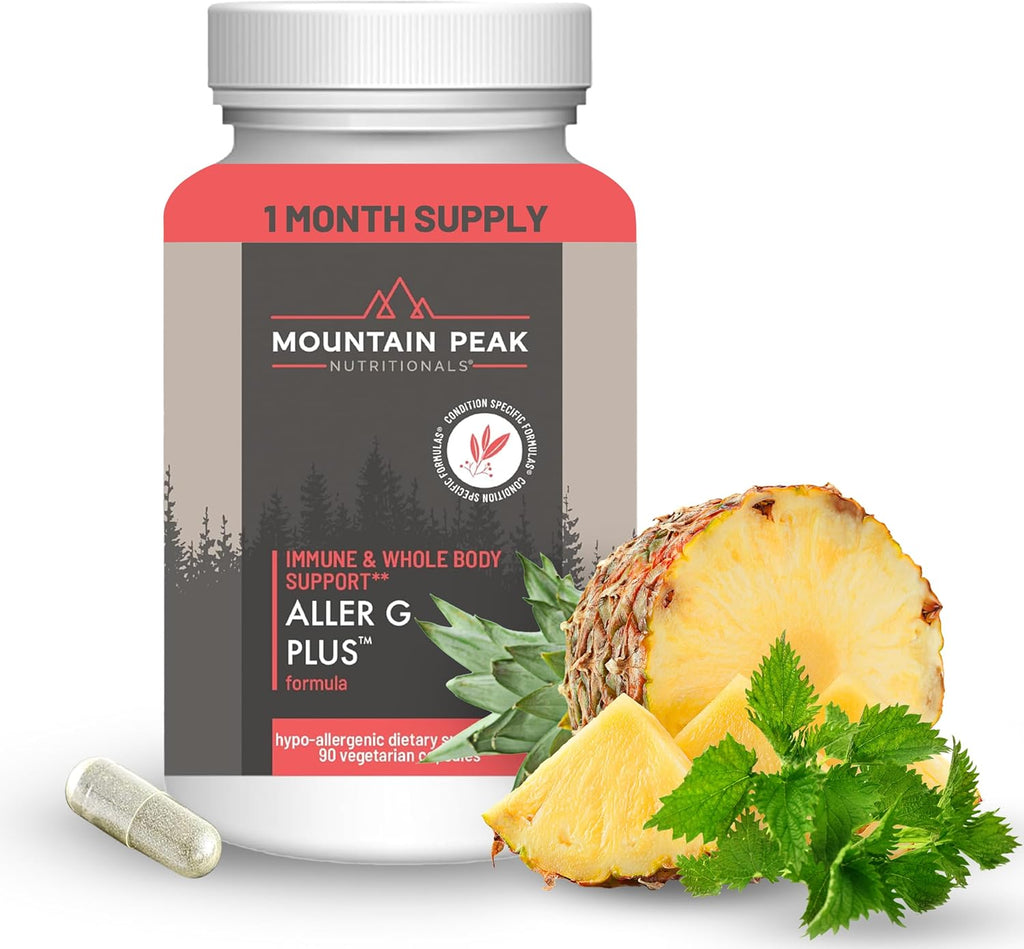 Mountain Peak Nutritionals Aller G Plus - Respiratory, Sinus, & Seasonal Allergy Support - w/Bromelain & Stinging Nettle - Promotes Healthy Immune Function (90 Vegetarian Capsules)
