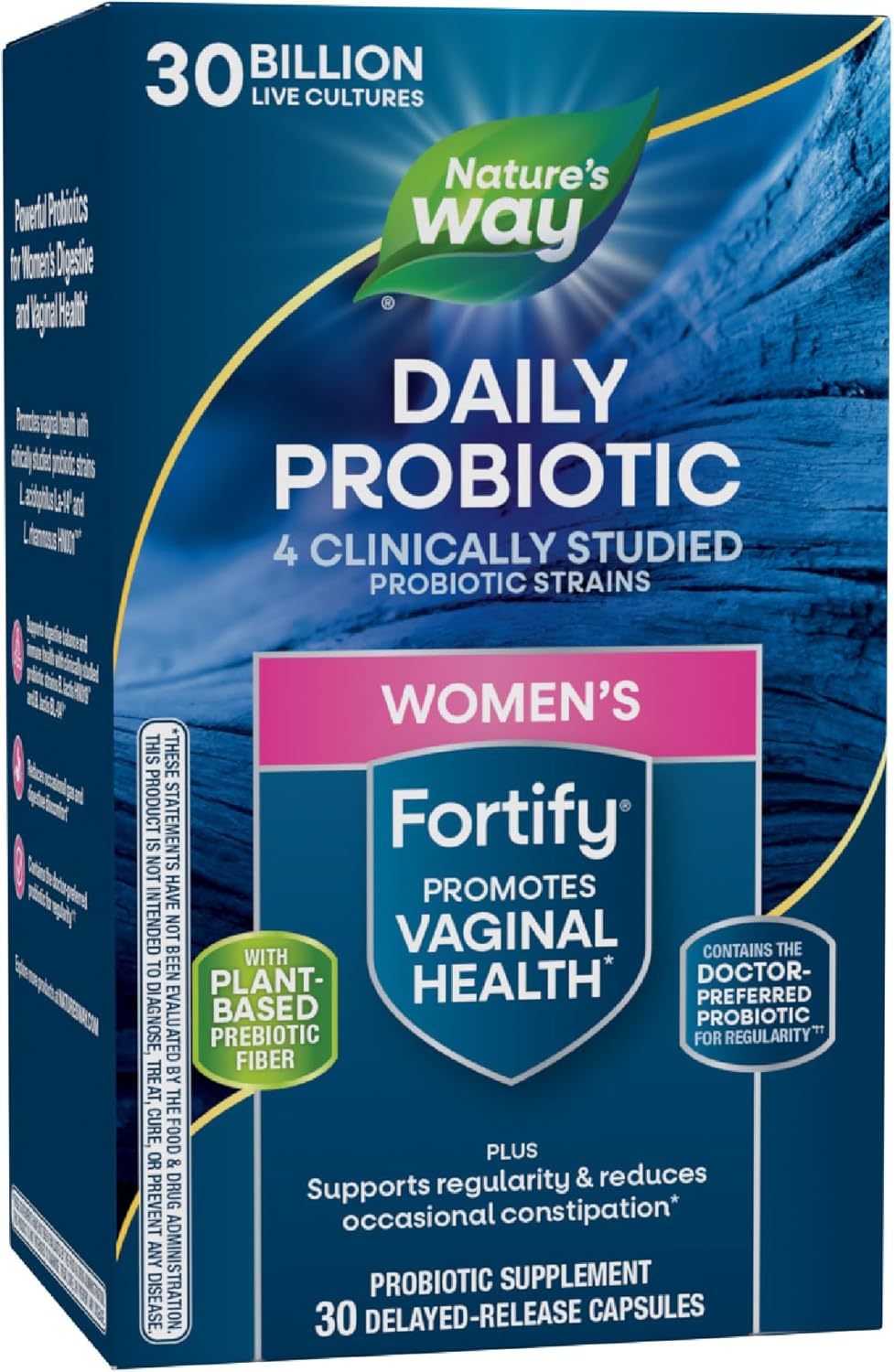 Nature's Way Fortify Daily Probiotic for Women, 30 Billion Live Cultures, 10 Strains, Prebiotics and Probiotics for Women, Supports Digestive and Immune Health* No Refrigeration Required, 30 Capsules