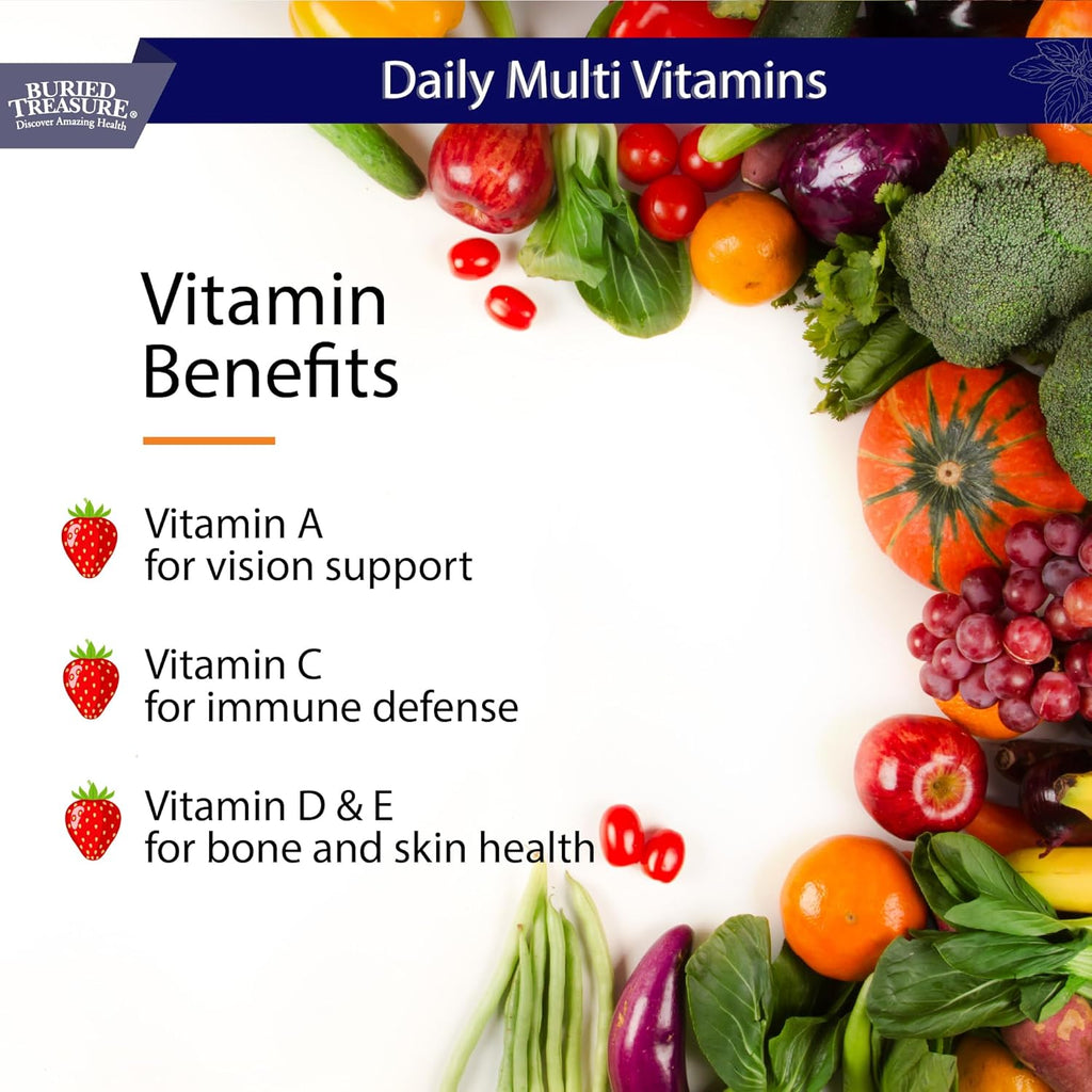 Buried Treasure Daily Nutrition Liquid Multivitamin and Mineral Supplement with Trace Minerals, Superfoods, Vitamin A, B-Complex, C, D, E, Methylfolate, Biotin, Magnesium, Zinc, Resveratrol, 32 serv