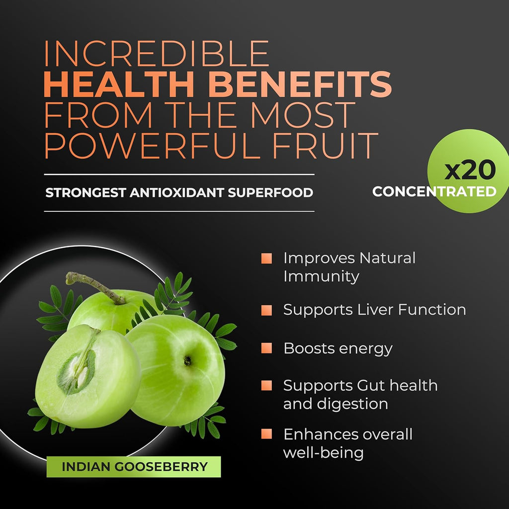 Amla Powder Superfood Supplement with Pumpkin Spice, 20x Ultra Concentrated Amla, Made with Cinnamon, Ginger, Nutmeg, Cloves, Allspice, Cardamom, Indian Gooseberries, Pumpkin Spice, 30 Servings