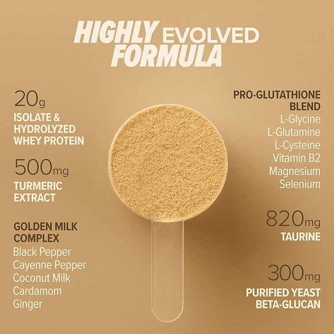 Essential Nutrition Immuno Whey - Hydrolyzed Whey Protein Powder, Whey Protein Isolate, 18g Protein Per Serving, Amino Acids, Glutathione Production - Turmeric Extract - Golden Milk - 17.4oz