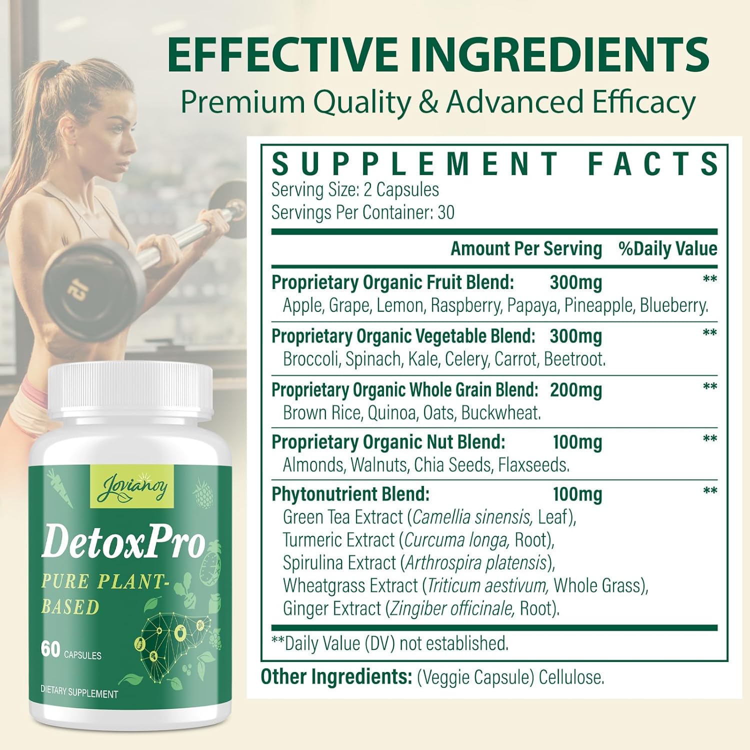 1000 MG Detox & Cleanse Capsules, 26-in-1 Plant-Based Formula for Detoxification, Detox Supplement for Women & Men, Natural Trace Binder, Liver, Antioxidant & Digestive Function, Vegan, 60 Counts