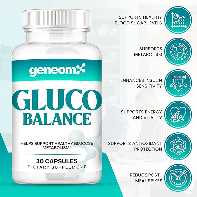 Gluco Balance – Blood Glucose Support Supplements with Berberine HCl, Banaba Leaf, Moringa, B12 & Vanadium – Supports Insulin Sensitivity, Metabolic Function & Energy – 30 Capsules
