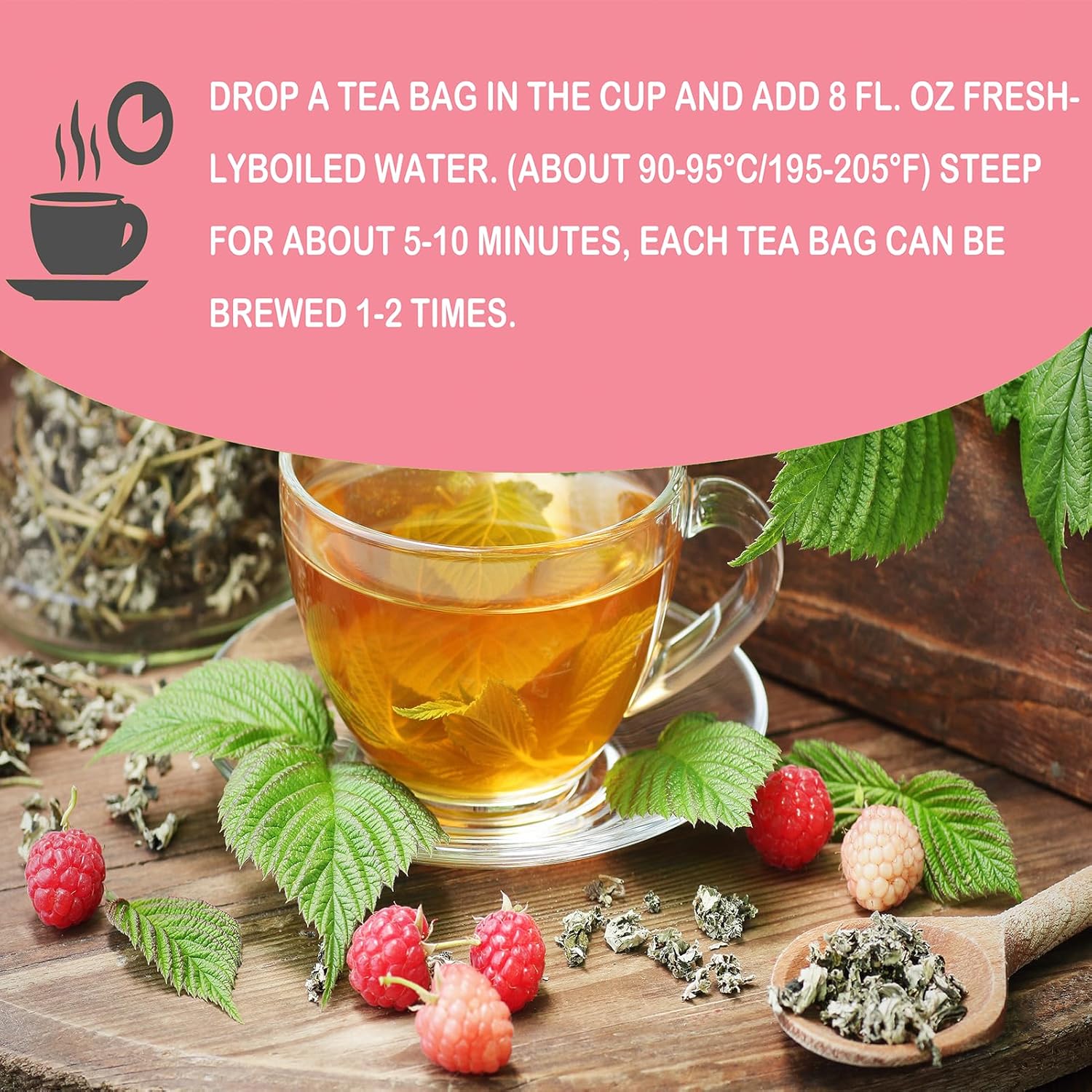 Samcci - Raspberry Leaf Tea Bag, 40 Teabags - Natural Pregnancy Tea - Pure Red Raspberry Leaf Herbal Tea - Help Childbirth & Support Menstrual - Non-GMO - Caffeine-free