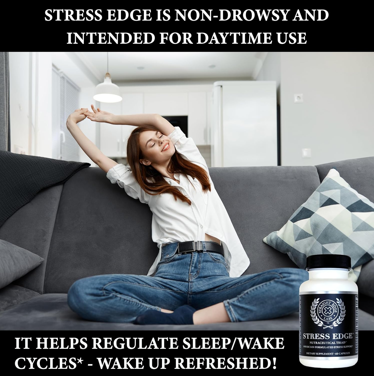 Stress Edge Stress Relief Supplement, Natural Mood Enhancer, Physician-Formulated, Calm Mind and Body, Improve Sleep, Fast Acting, 30 Servings