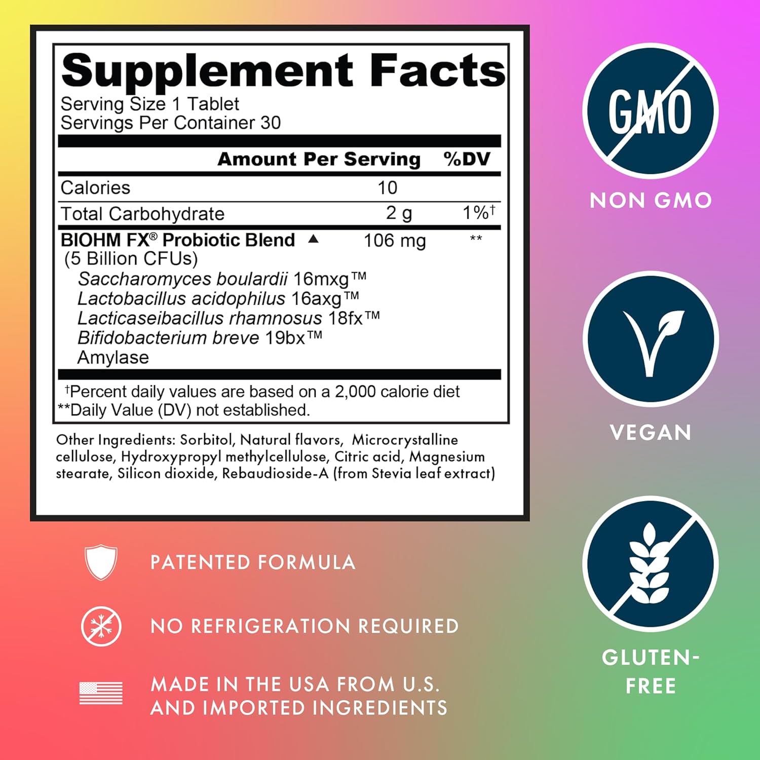 BIOHM Kids Probiotic, 5 Billion CFU (30 Chewable Tablets) Delicious Berry Lemonade, Daily Probiotics for Digestive Health, Stool Regularity & Immune Support, Vegan, Gluten-Free, Non-GMO, Ages 4+