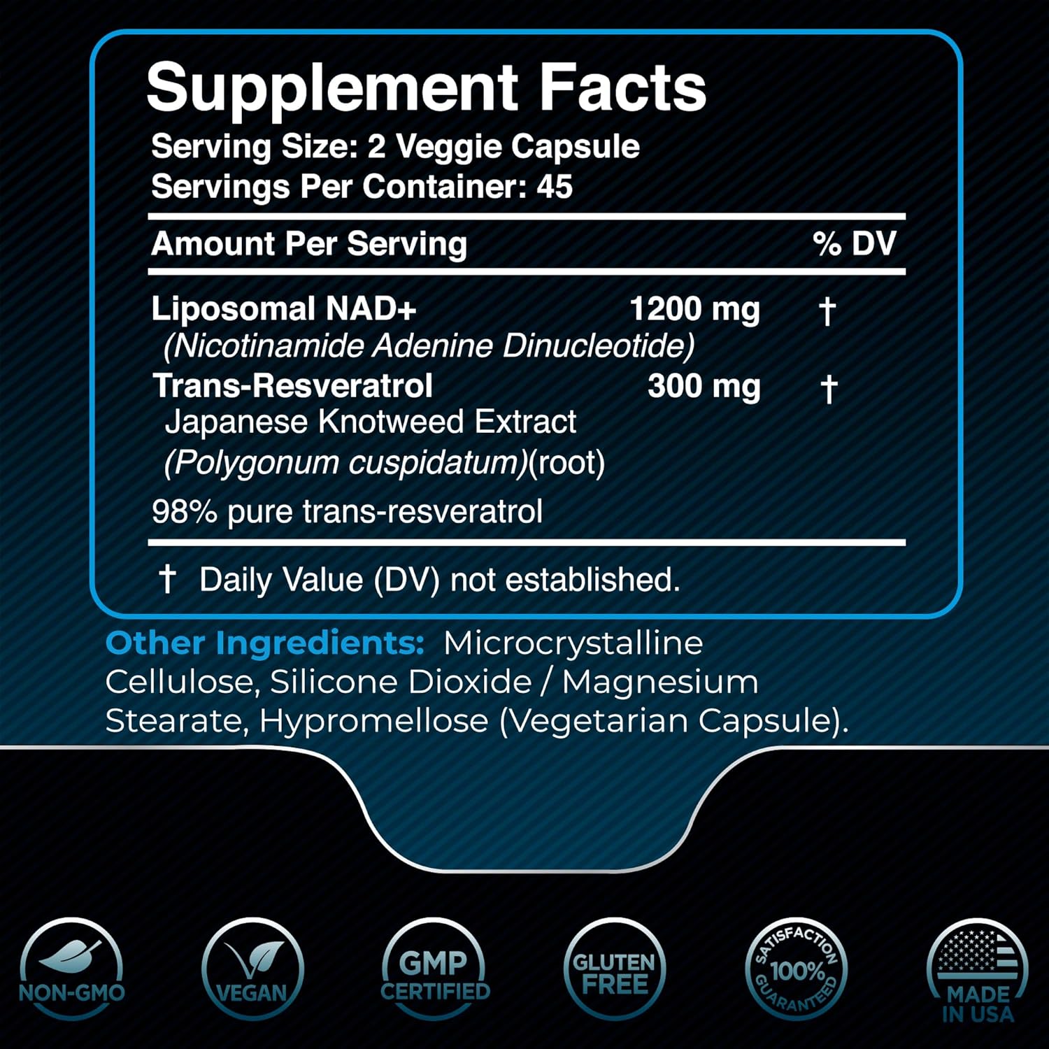 NAD Supplement, 1500mg - Liposomal NAD+ Supplement with Resveratrol, NAD Plus Boosting - Support Cellular Health, Stamina & Healthy Aging - Ultra Strength Capsules, USA Made - 6 Pack