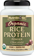 NutriBiotic Certified Organic Rice Protein Chocolate, 22.9 Oz | Low Carbohydrate Vegan Protein Powder | Raw, Certified Kosher & Keto Friendly | Made Without Chemicals, GMOs & Gluten | Easy to Digest