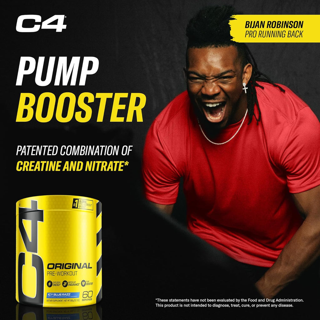 Cellucor C4 Original Pre Workout Powder ICY Blue Razz - Vitamin C for Immune Support - Sugar Free Preworkout Energy for Men & Women - 150mg Caffeine Plus Beta Alanine Plus Creatine - 60 Servings