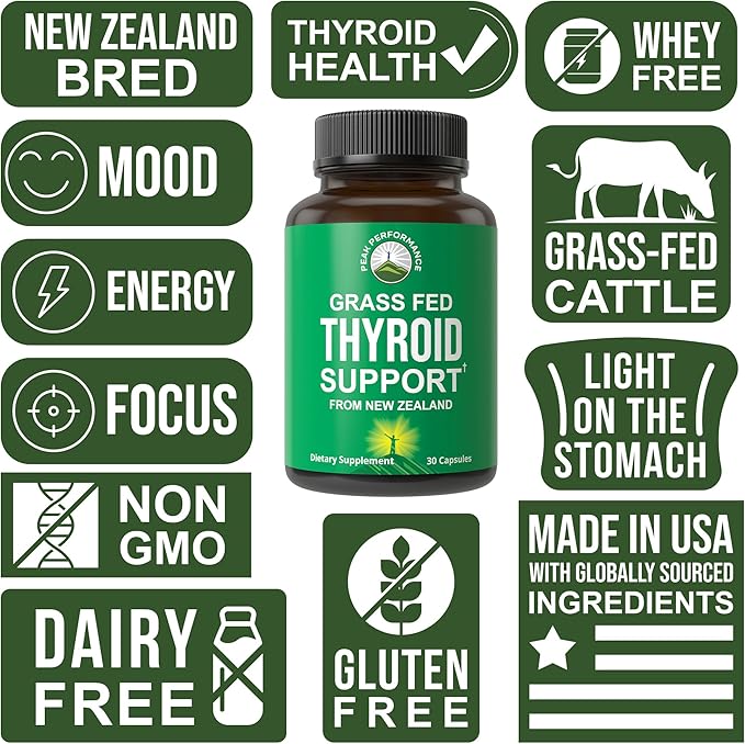 Raw Desiccated Thyroid Supplement. Grass Fed New Zealand Beef Neck & Thyroid Gland Capsules for Women and Men. Ancestral Living Ethically Sourced Bovine Supplements for Energy and Metabolism Support