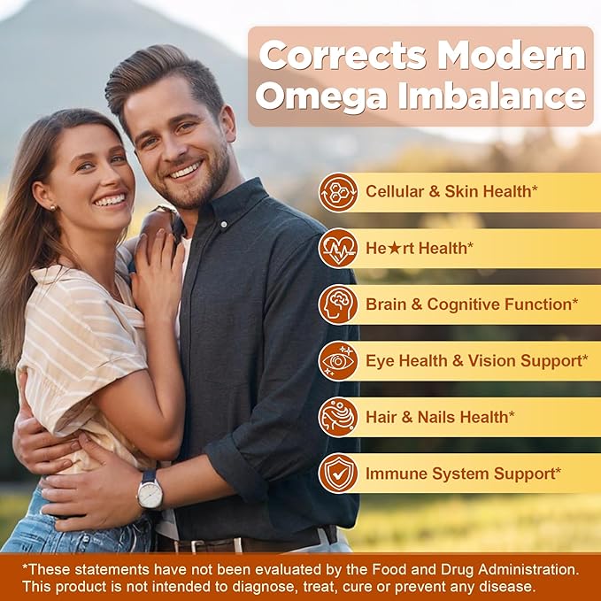 Omega 3-6-7-9 Gummies, Organic Sea Buckthorn Oil 1200MG & Flaxseed Oil 500MG, Vegan Omega 7 Supplement w/Vitamin A, C, E, Fatty Acids, No Fish Taste, Supports Skin, Eye, Immune, Brain Health, 60 Cts
