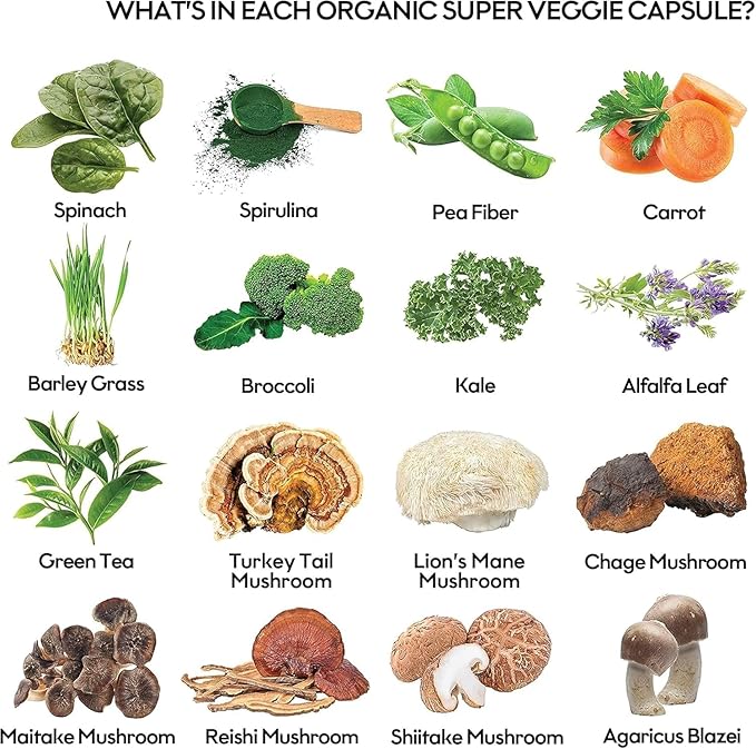 Fruits and Veggies Supplement Powerfull Blend of 39 Whole Fruits and Veggies, Fills Nutritional Gaps, Get Energy, Well-being. USA Made Non-GMO/Vegan/Gluten Free. Packaging May Vary (60 Day Supply)