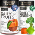Super Fruit Super Greens Gummies for Adults - Daily Greens Vegetable Gummies for Immunity Health, Energy, Nutrient Balance - Fruits Blend 60 Count, Veggies Blend 60 Count - Sugar Free