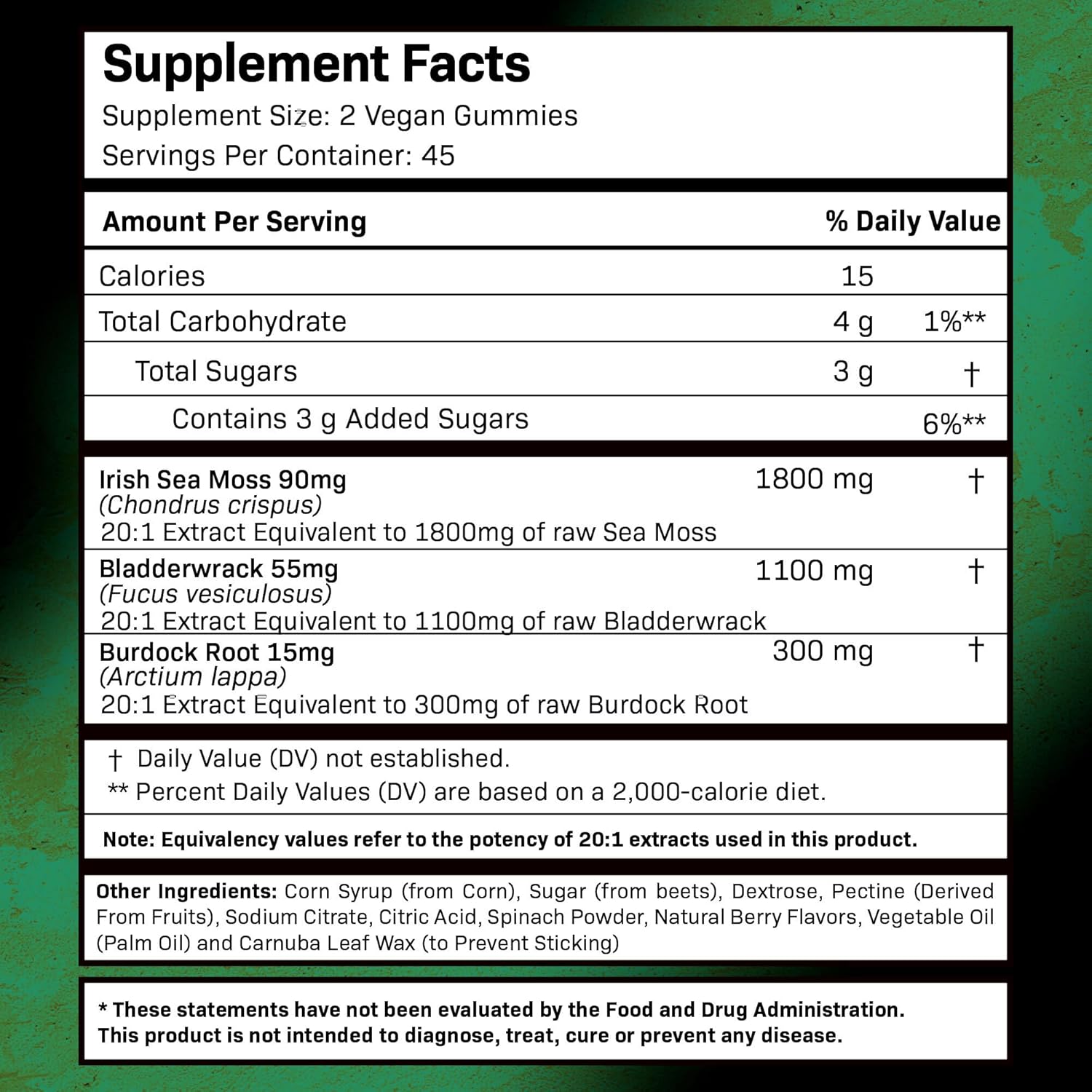 Sea Moss Gummies, 3200mg Irish Sea Moss Mixed Berry Flavor with Maximum Potency Bladderwrack and Burdock Root - Supports Skin, Energy and Immunity - 180 Count