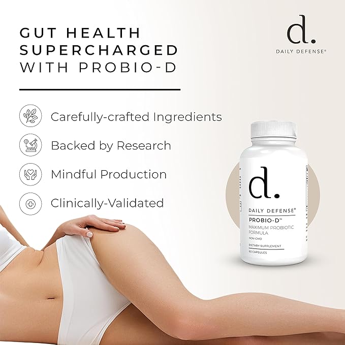 Probiotic Immune Support Supplement - Daily Probiotics for Men with Constipation & Gas - Digestion and Bloating Supplement & Probiotics for Women - 60 Capsules, PROBIO-D
