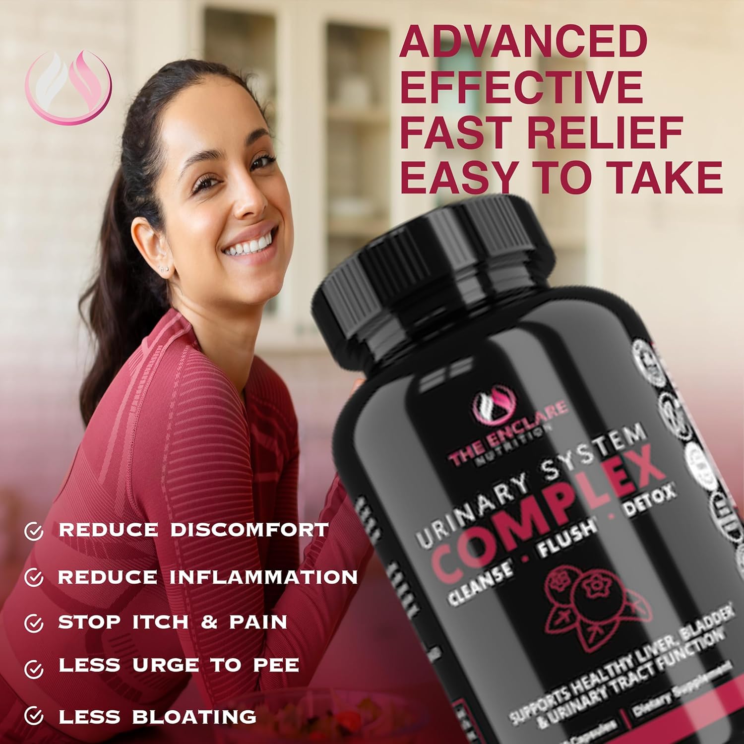 THE ENCLARE NUTRITION D Mannose Capsules|1000mg with Cranberry Pills for Women & Men, Hibiscus & Dandelion. Fast-Acting Urinary Tract Health, Bladder Control, Liver Support, Kidney Cleanse & Detox(3)