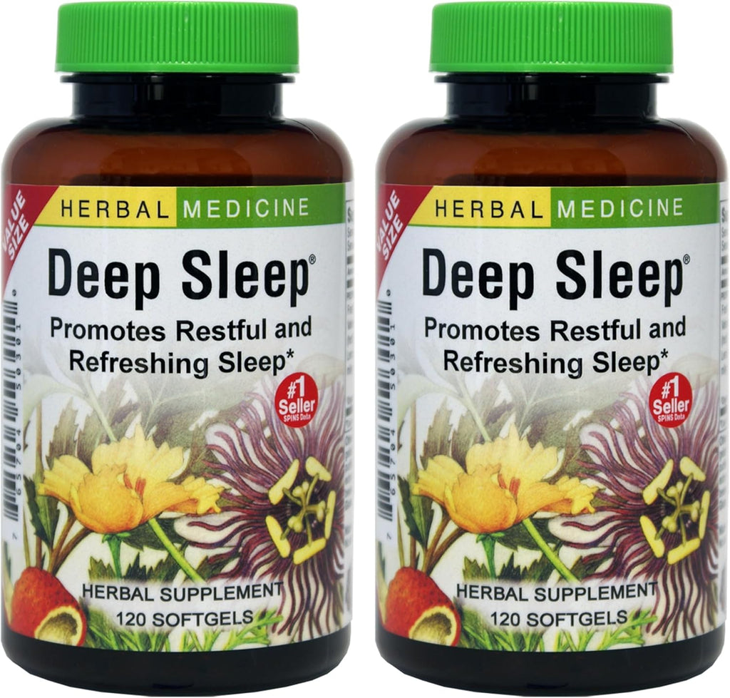 Herbs Etc. Deep Sleep Softgels - Herbal Sleep Support Supplement - Rest & Calming Support with Passionflower, Chamomile & Lemon Balm - 120 Softgels (120 Servings) - 2 Pack