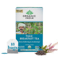 Organic India Tulsi Breakfast Herbal Tea - Holy Basil, Stress Relieving & Awakening, Immune Support, Adaptogen, Vegan, USDA Certified Organic, Non-GMO, Caffeinated - 18 Infusion Bags, 1 Pack