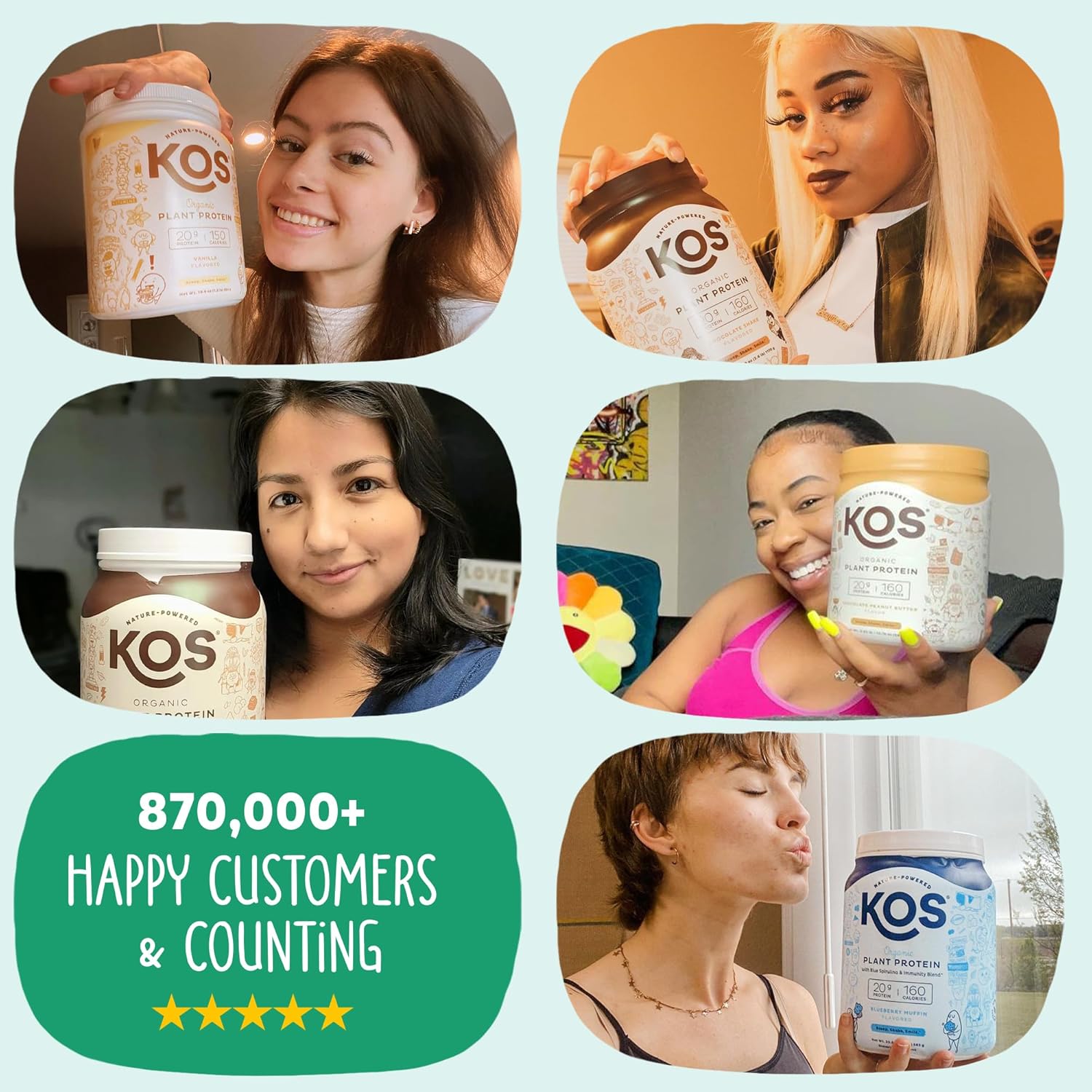 KOS Vegan Protein Powder, Unflavored & Unsweetened - Low Carb Pea Protein Blend, Organic Superfood Rich in Vitamins & Minerals - Keto, Soy, Dairy Free - Meal Replacement for Women & Men - 28 Servings