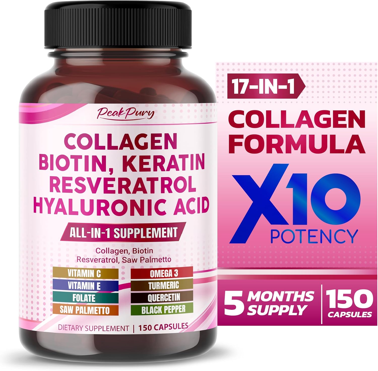 Collagen Biotin Resveratrol Saw Palmetto - Skin, Joint Health Support