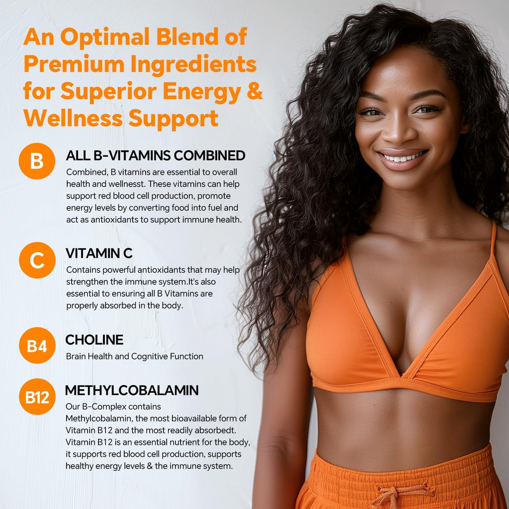 B Complex 50 Gummies ,Methylated B Complex with Vitamin C,Choline & Zinc - Active Methylated B-Complex for Energy,Methylated Support - All B Vitamins - B1,B2,B3,B5,B6,B7,B9,B12 - Sugar Free,120 Count
