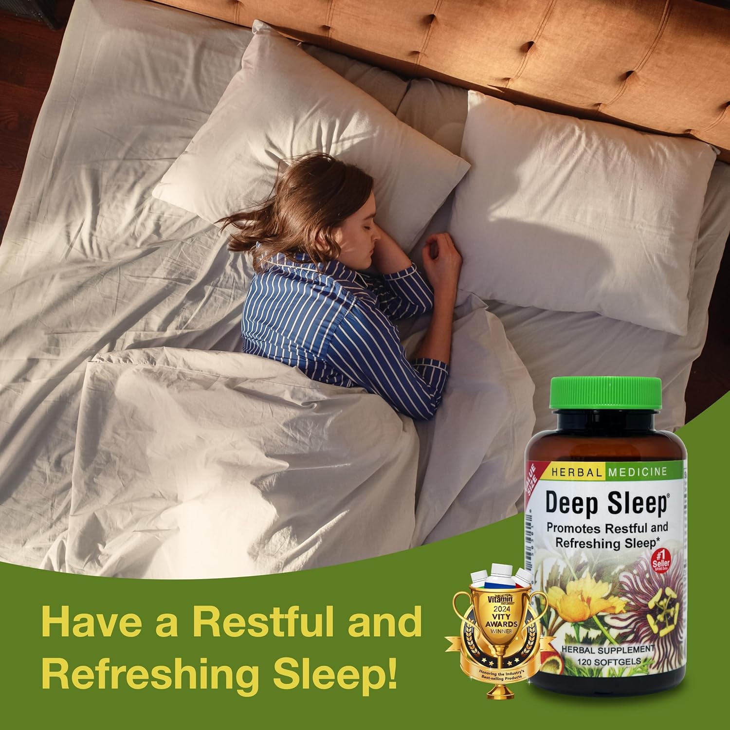 Herbs Etc. Deep Sleep Softgels - Herbal Sleep Support Supplement - Rest & Calming Support with Passionflower, Chamomile & Lemon Balm - 120 Softgels (120 Servings) - 2 Pack