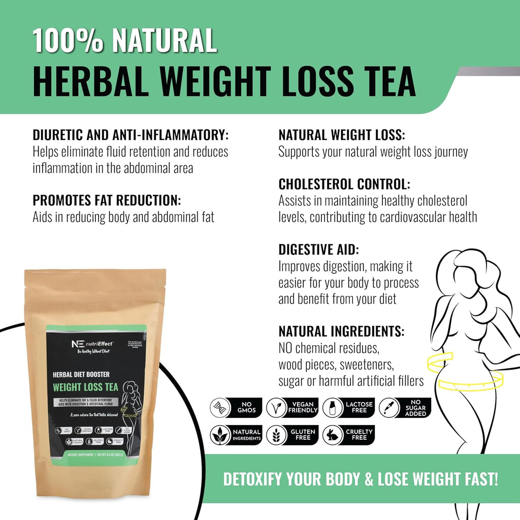 nutriEffect Weight Loss Herbal Tea | Detox & Digestion Support | Bloating Relief | Promotes Fat Reduction & Weight Management | Weight Support Blend with Natural Ingredients