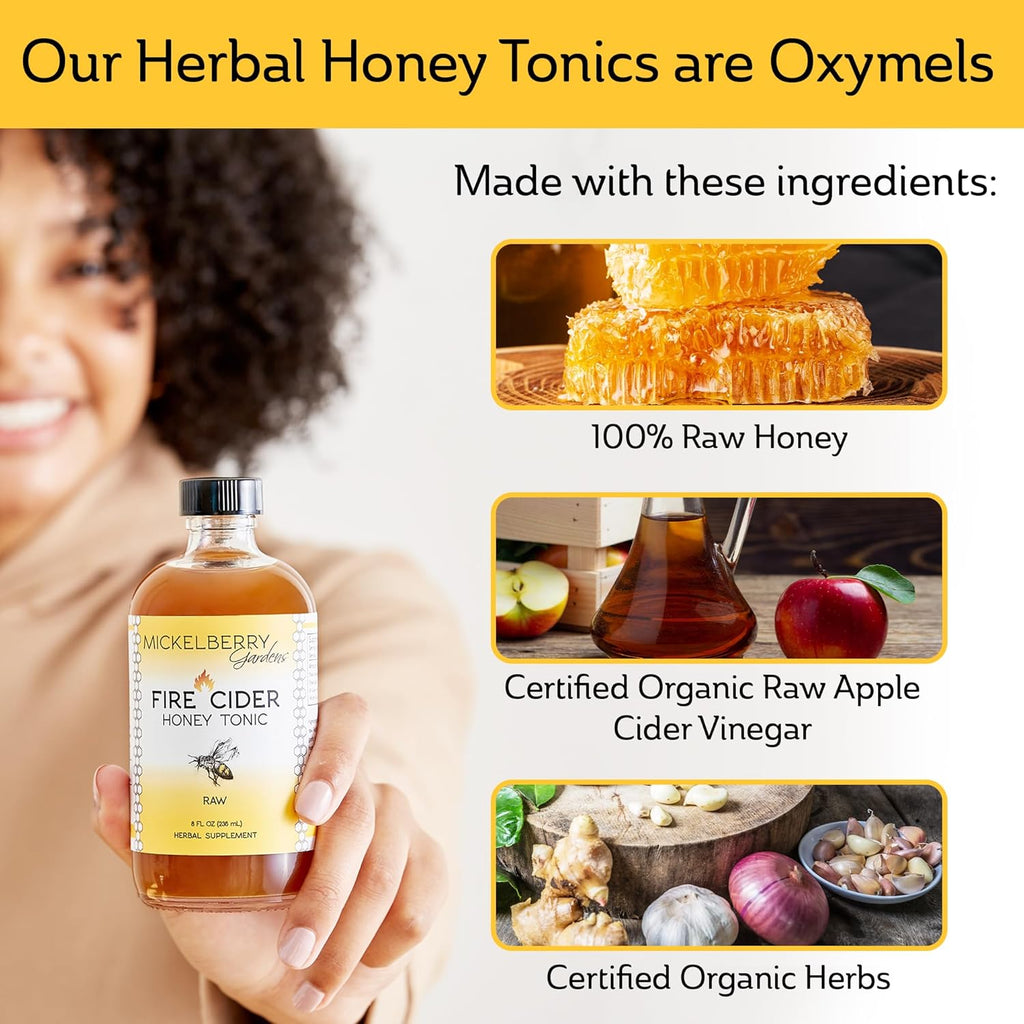 Fire Cider Apple Cider Vinegar Honey Tonic with Organic Turmeric Root, Ginger Root & Dandelion - Natural Digestion & Immune Support, 8 Ounces (Pack of 2)