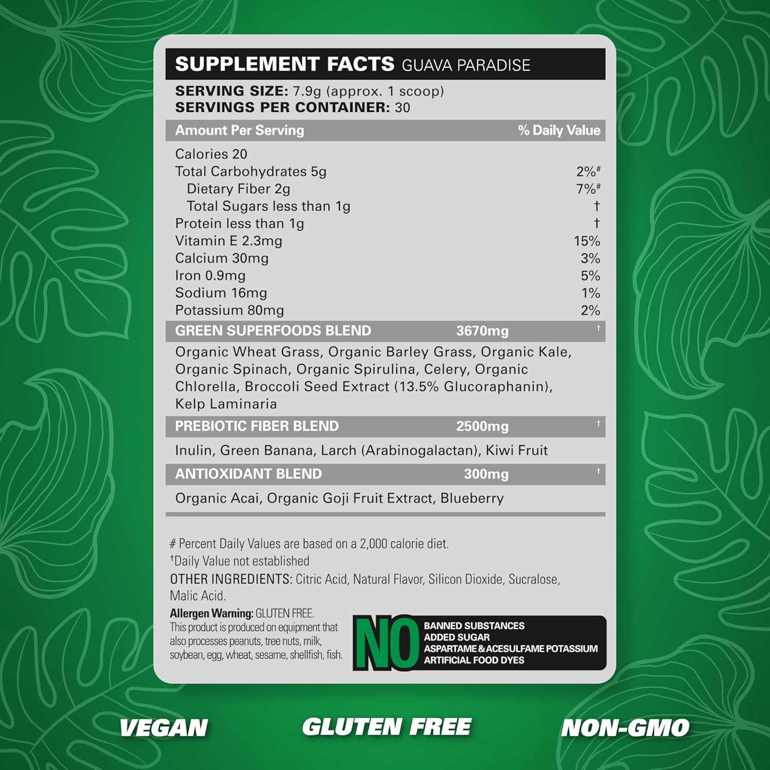 EHP Labs OxyGreens Super Greens Powder - Spirulina & Chlorella Superfood, Green Juice Powder & Greens Supplements with Prebiotic Fibre, Antioxidants & Immunity Support, 30 Serves (Guava Paradise)