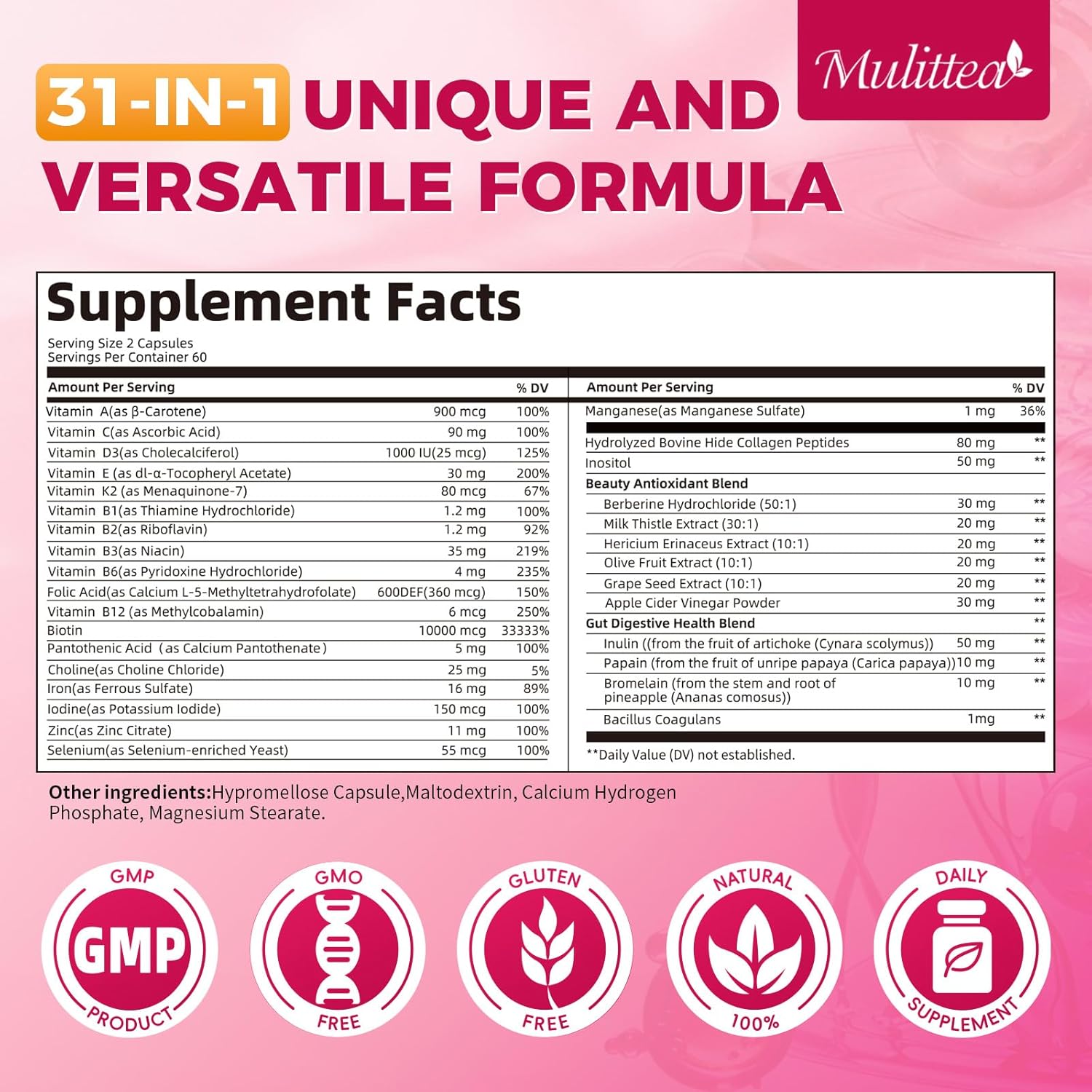 Multivitamin for Women - 18+ Daily Women Multivitamin w/Biotin 10000mcg, Vitamin A, C, D, E & More for Hair, Skin and Nails - Methylated B9,B12 for Energy & Focus -120 CT
