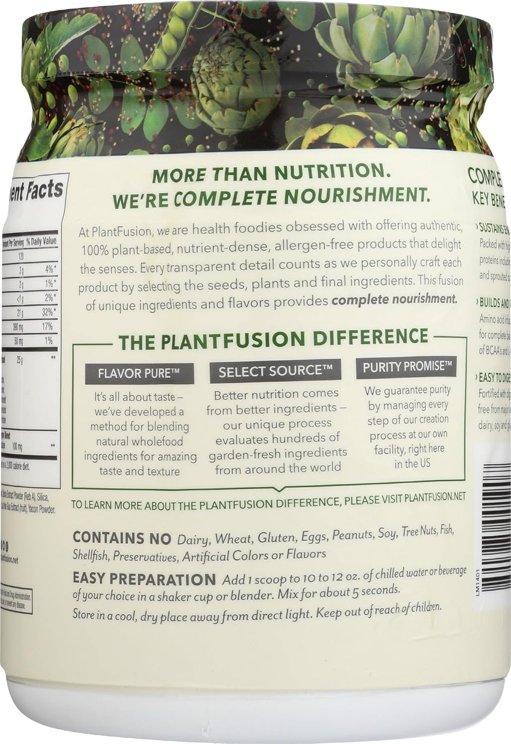 PlantFusion Complete Vegan Protein Powder - Plant Based Protein Powder With BCAAs, Digestive Enzymes and Pea Protein - Keto, Gluten Free, Soy Free, Non-Dairy, No Sugar, Non-GMO - Vanilla Bean 1 lb