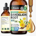 BIO KRAUTER Dandelion Tincture - Pure Dandelion Root Supplement for Liver & Kidney Support - 4 Fl. Oz - 56 Days of Supply - Vegan Extract Liquid Drops Non-GMO, No Fillers, No Sugar & Non-Alcohol