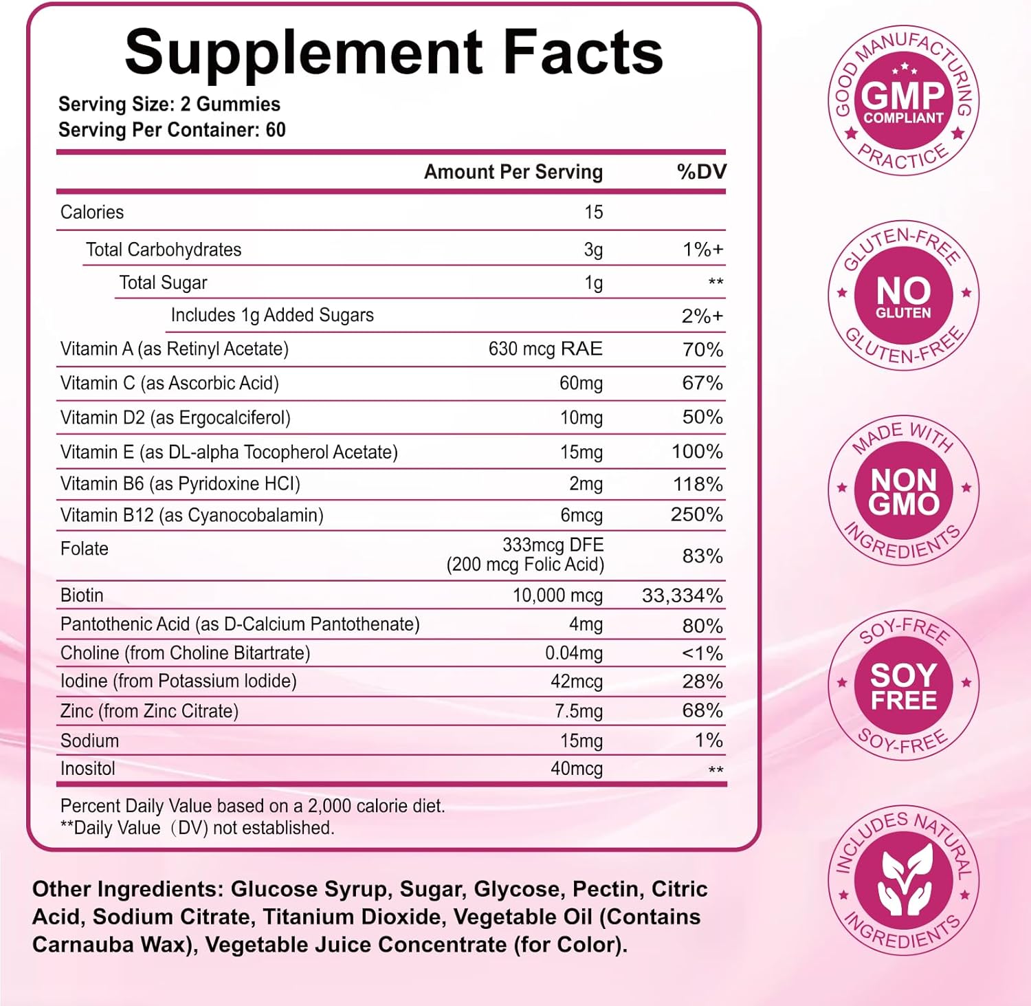 Hair Skin and Nails Gummies, Biotin(10,000mcg) Hair Skin and Nails Vitamins Supplement for Women, Men Supports Faster Hair Growth, Stronger Nails, Healthy Skin, 120 Count