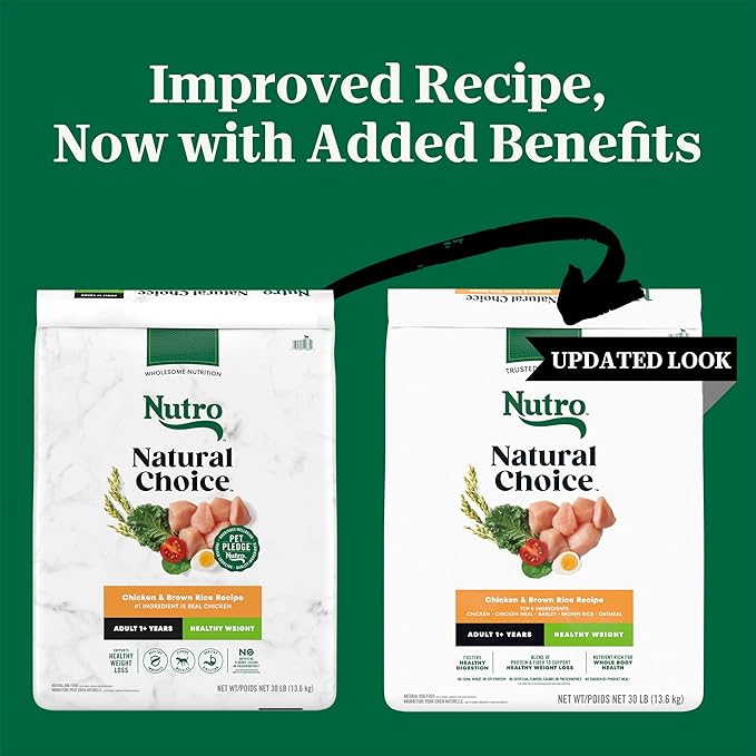 Nutro Natural Choice Adult Healthy Weight Dog Food, Chicken & Brown Rice Recipe, 30 lb. Bag