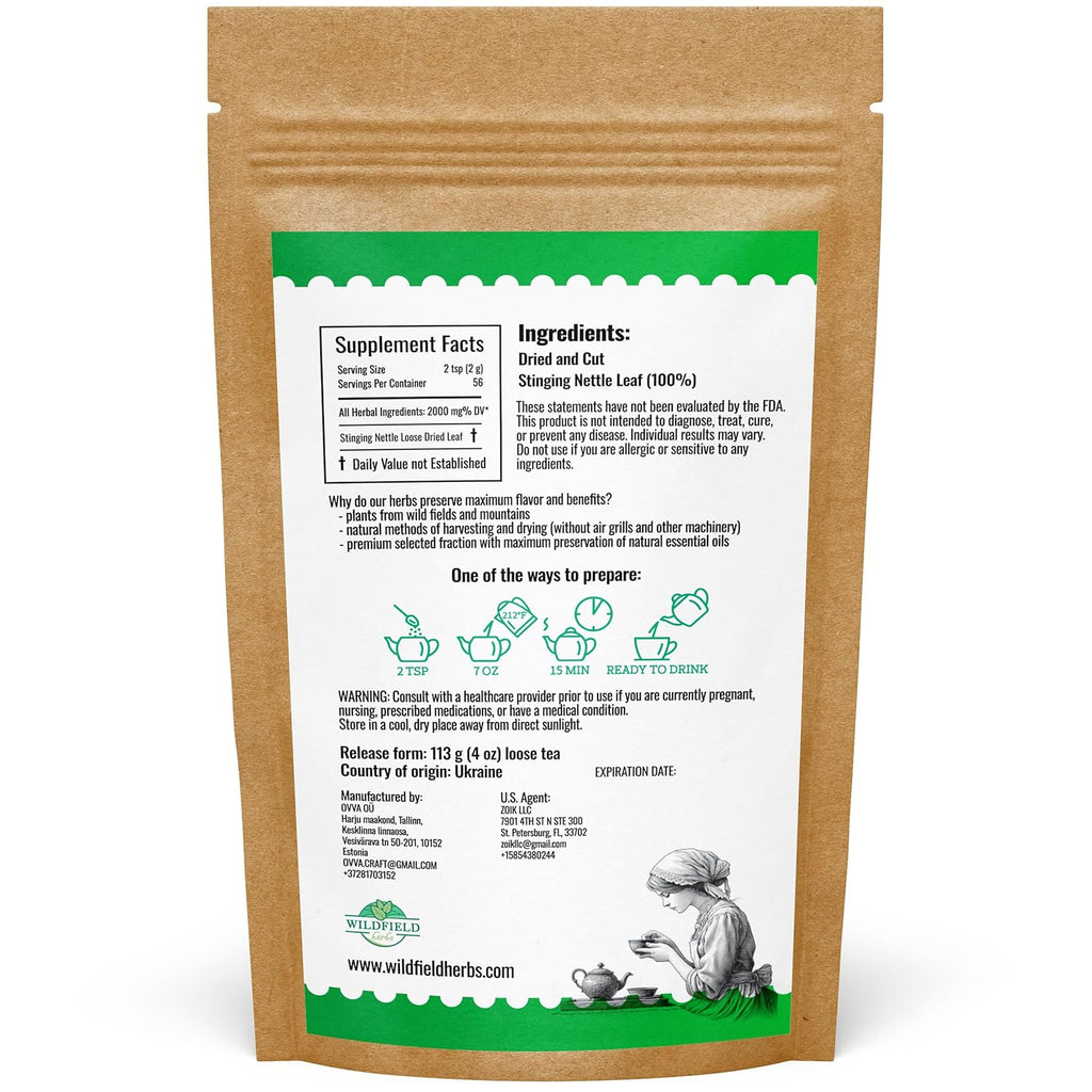 4 oz. Dried Nettle Leaf Tea Ortiga Planta Nettle Herb Bulk Stinging Nettle Leaf Herb Tea (Urtica dioica) - 113g Stinging Nettle Leaves Herbal Tea ortiga verde te