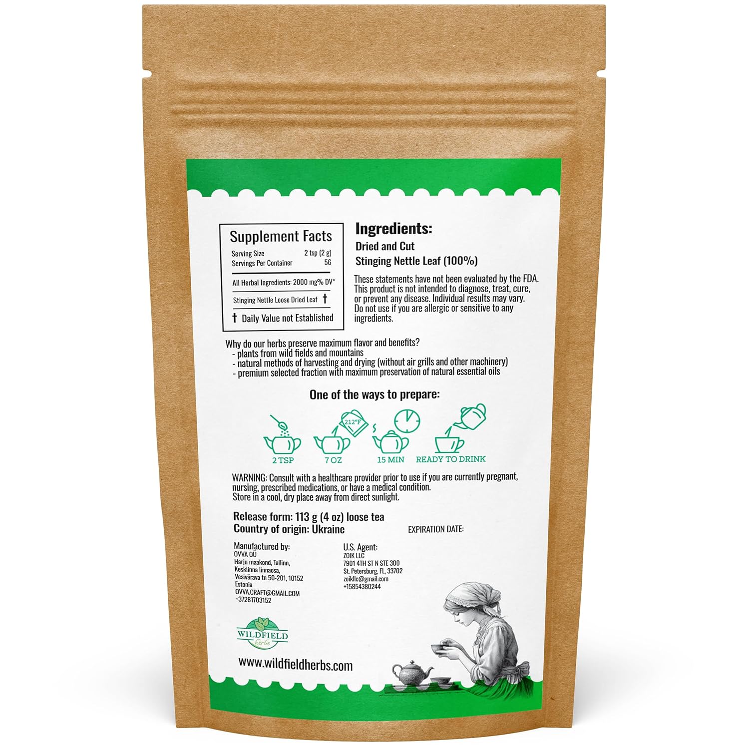 4 oz. Dried Nettle Leaf Tea Ortiga Planta Nettle Herb Bulk Stinging Nettle Leaf Herb Tea (Urtica dioica) - 113g Stinging Nettle Leaves Herbal Tea ortiga verde te