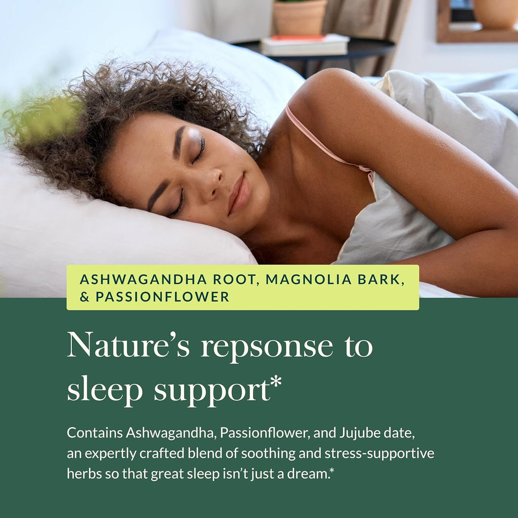 Gaia Herbs SleepThru - Natural Sleep Support Supplement with Organic Ashwagandha Root, Organic Magnolia Bark, Passionflower, and Jujube Date - 60 Vegan Liquid Phyto-Capsules (30-Day Supply)