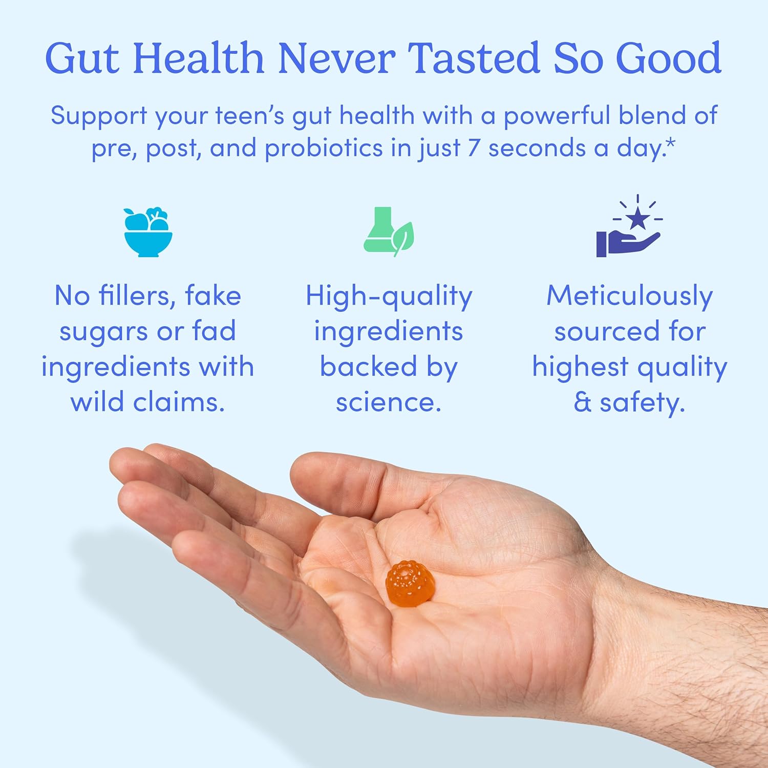FIRST DAY Vitamins for Teens 3-in-1 Probiotic Gummies - Prebiotic + Probiotic + Postbiotic for Teens Girls & Boys 12-17 – Skin Health, Digestive & Oral Health, Immunity, Energy – 30-Day Supply