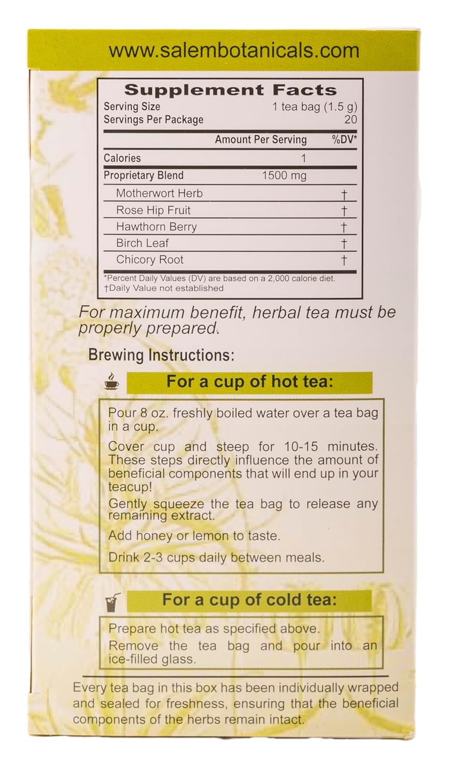Blood Pressure Support Tea - Natural Heart Health Aid | Promotes Normal Blood Pressure, Healthy Circulation & Cardiovascular Wellness - 20 Tea Bags