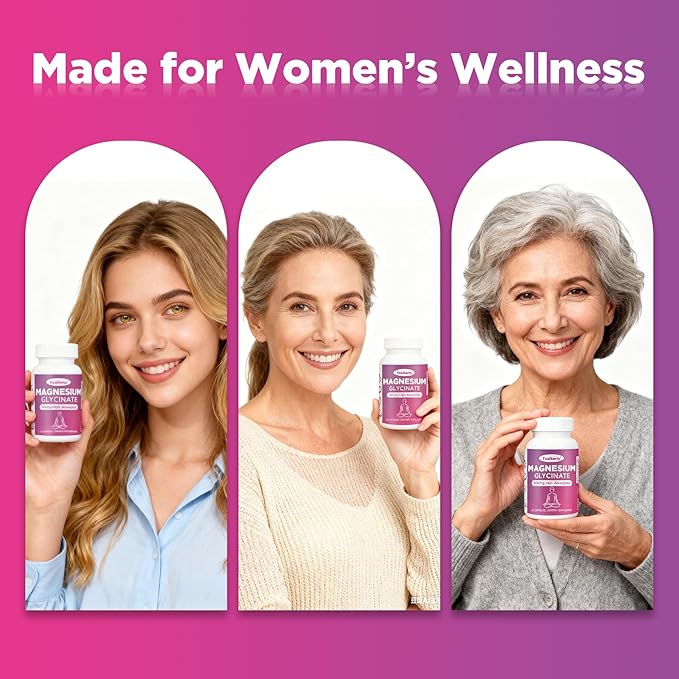 Magnesium Glycinate 500mg for Women Hormone Balance & Sleep, 60 Count High Absorption Magnesium Capsules for Daily Mineral Support & Relaxation, Gluten-Free