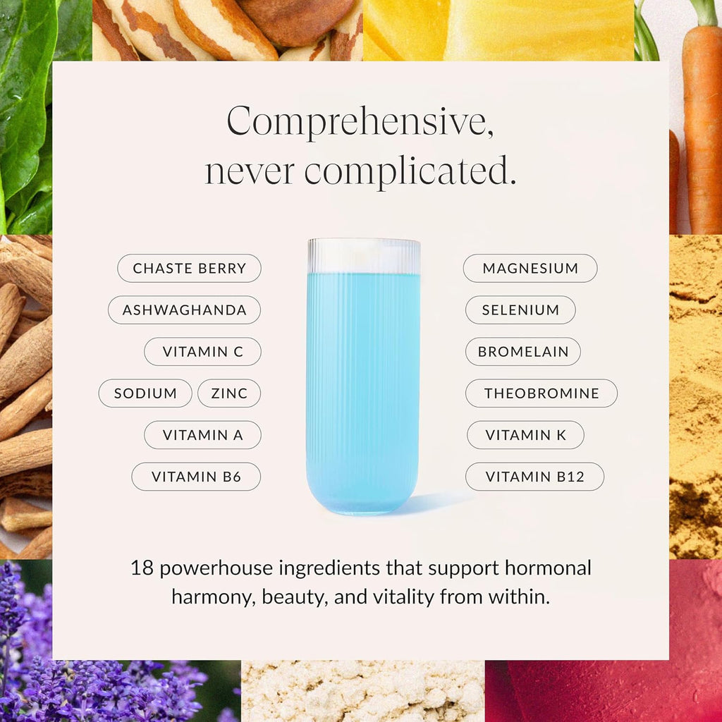 Beam Glow, Hormone Balance for Women, Cortisol Support for Women, Thyroid Support Powder with Selenium, Bromelain and Chasteberry, PMS Relief, Hair Skin & Nails, Health and Wellness Gift, 15 Servings