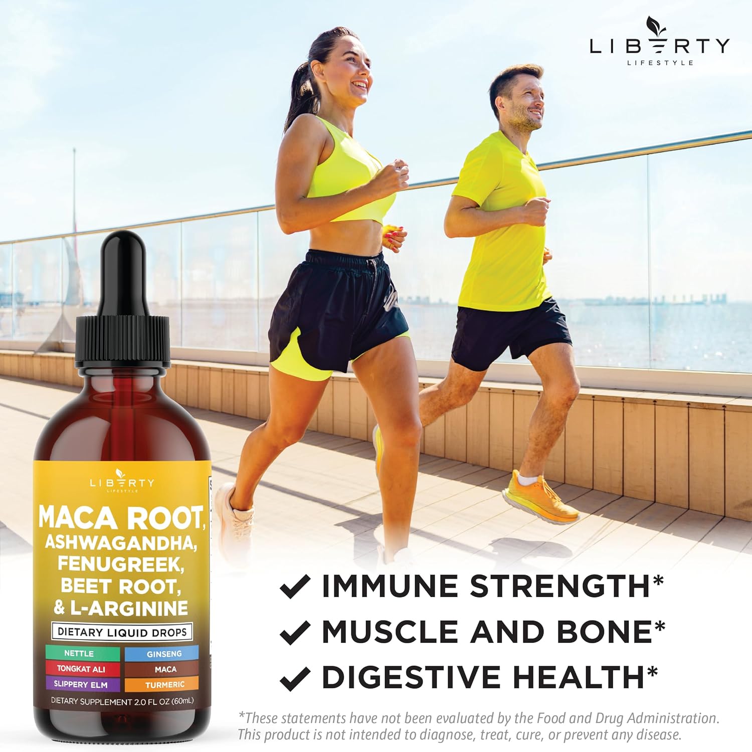 Organic Maca Root Liquid Drops with Ashwagandha, Nettle, Fenugreek, Beet Root and L-Arginine Liquid Multivitamin for Women and Men - 8oz