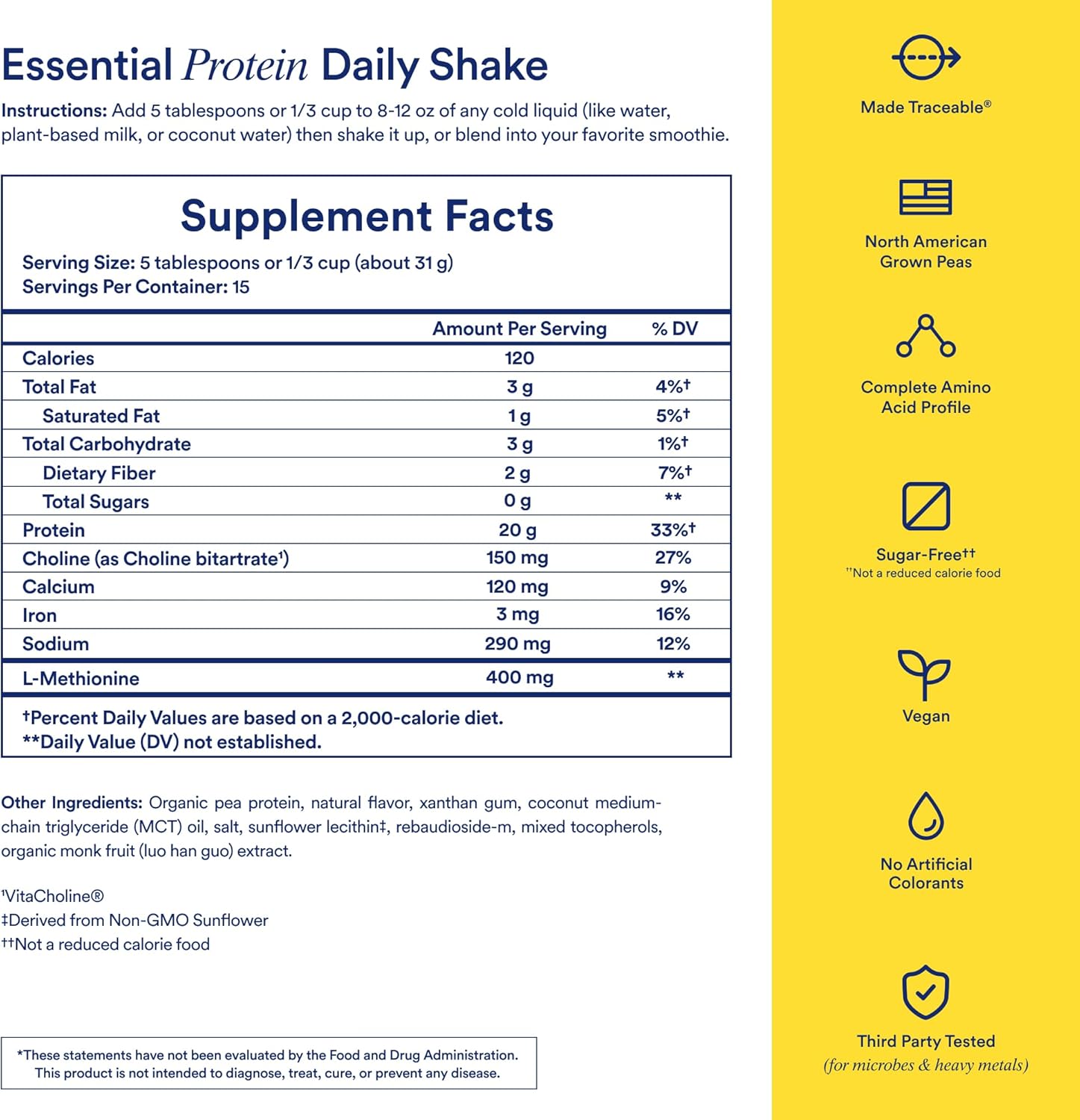 Ritual Vegan Protein Powder with BCAA: 20g Organic Pea Planted-Based Protein from Regenerative Farms in USA, Complete Amino Acid Profile, Gluten Free, Sugar Free, Dairy Free, Vanilla, 1 Lbs