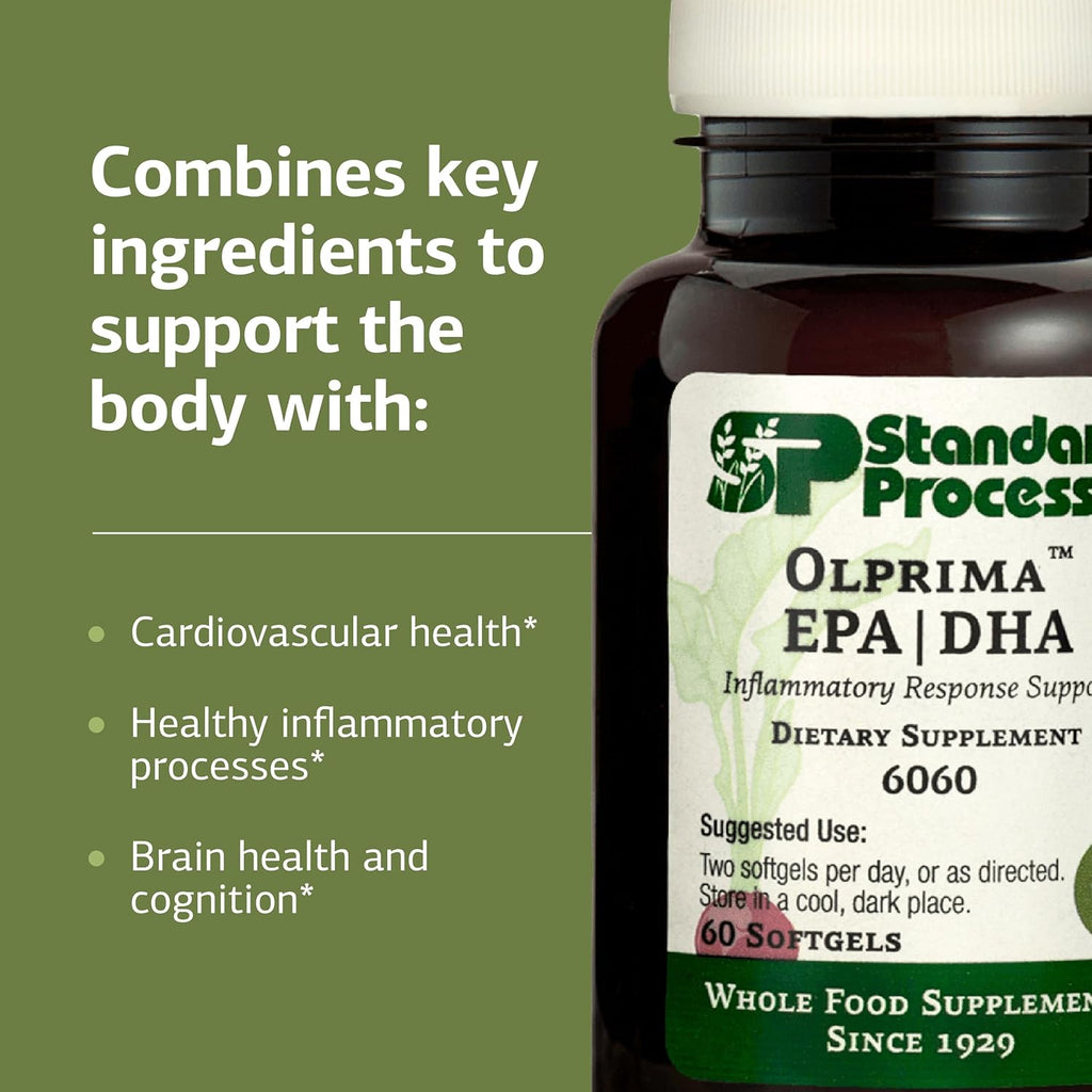 Standard Process Olprima EPA|DHA - Supplement for Brain Health with Omega-3 - Supports a Healthy Heart - Gluten-Free, Non-Dairy & Non-Soy - 60 Softgels (30 Servings)