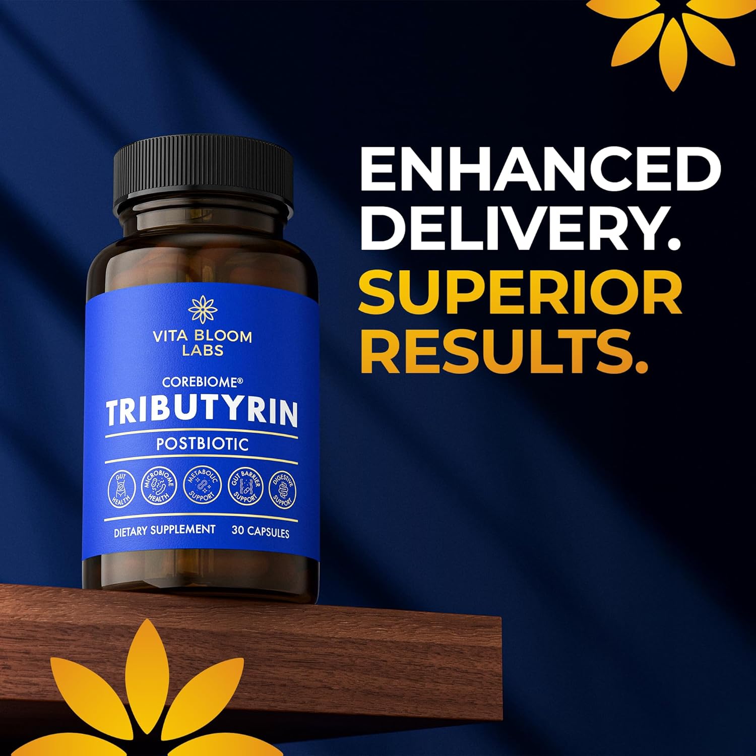 CoreBiome Tributyrin Supplement - Better Delivery & More Effective than Sodium Butyrate - Gut Health & Digestive Support - 3-in-1 Butyrate Postbiotics for Leaky Gut & Gut Barrier Support - 30 Capsules