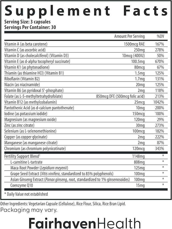 Fairhaven Health 3 Month Supply FertilAid for Men Prenatal Male Fertility Supplement | Count and Motility Support Pre Conception for Him | Fertility Support Includes, Zinc, and Folate | 90 Capsules