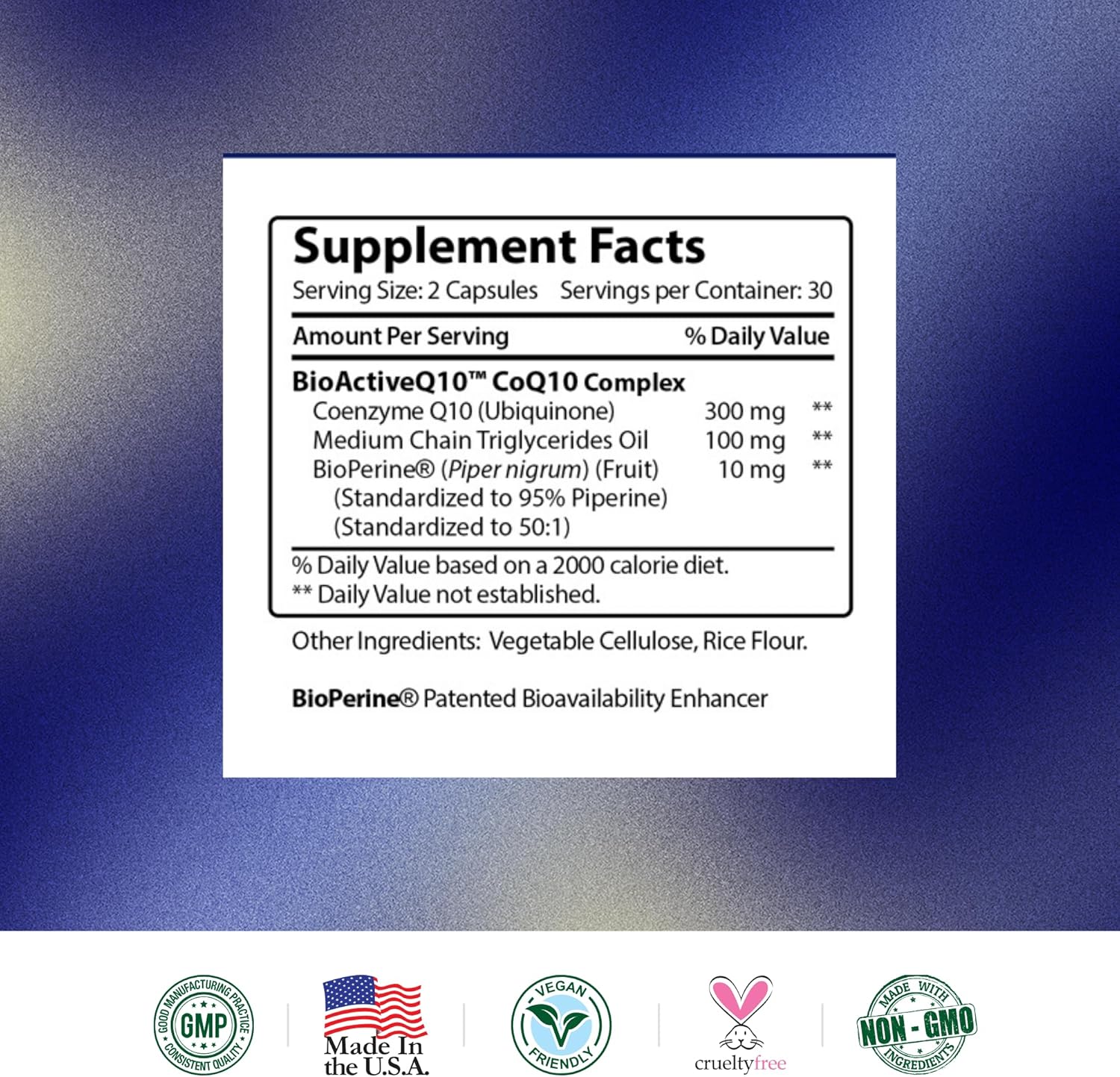 Research Verified CoQ10-100% Pure Extra Strength 300mg CoQ10 – Improved Absorption and Bioavailability with Bioperine - Boost Antioxidant Levels, Improve Cardiovascular Health, 60 Vegan Capsules