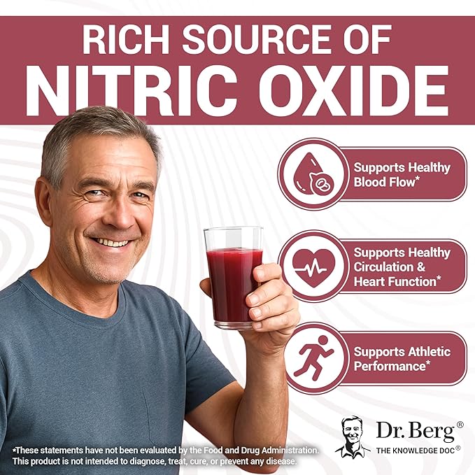 Dr. Berg Raw Organic Beet Powder from Real Earth-Grown Beets – USDA Certified Organic Beet Root Powder to Support Nitric Oxide Levels, Energy, Blood Flow, & Heart Health* – 30 Servings