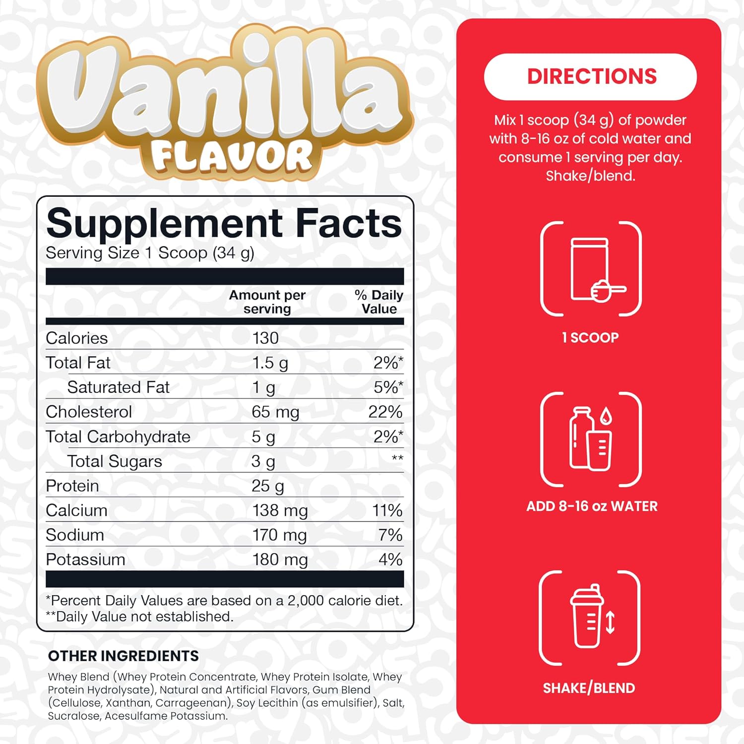 Whey Protein Powder, 25g Protein, Complete Amino Acid Profile, Gluten-Free, Low Fat, RBST-Free, Supports Muscle Recovery & Antibody Health (5 Pound, Vanilla)