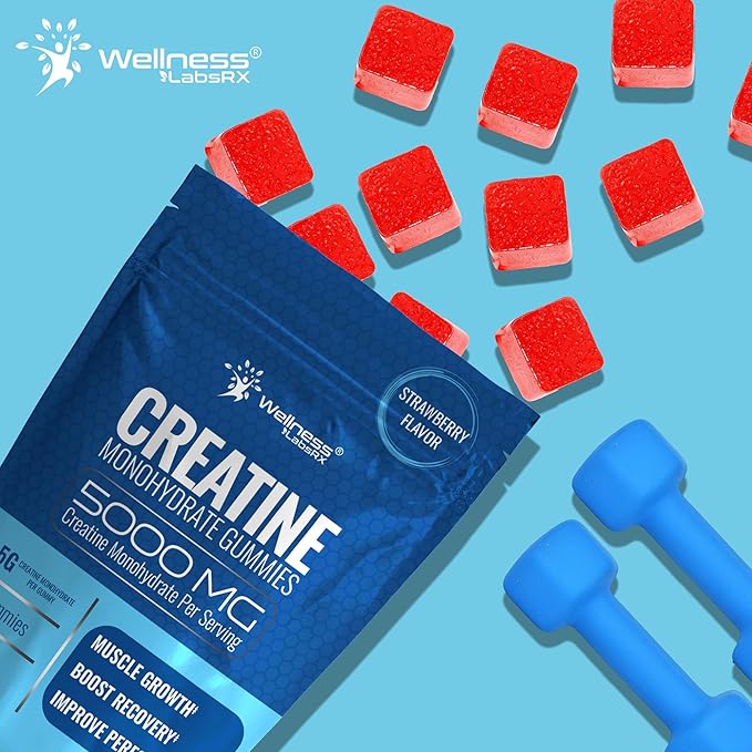 Creatine Gummies 5000mg, 30 Servings Creatine Monohydrate Gummies - Third-Party Tested Creatine for Women, Strawberry Flavor Creatine for Men, Muscle Growth, Strength, and Recovery - Pack of 1
